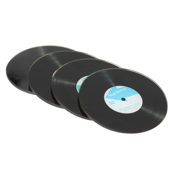 4pcs Vinyl Record Round Glass Coasters