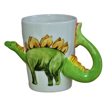 3D Stegosaurus Dinosaur White Ceramic Mug