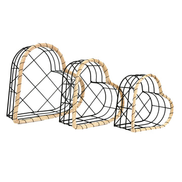 Set of 3 Metal Wire Heart Baskets
