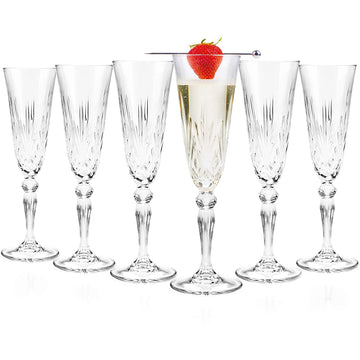 RCR Melodia Set of 6 Crystal 160ml Champagne Flute Glasses