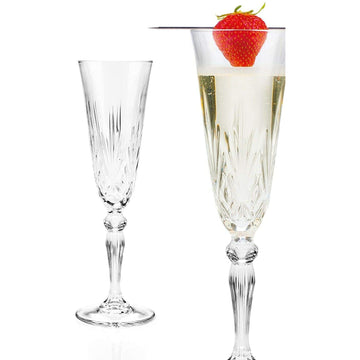 RCR Melodia Set of 6 Crystal 160ml Champagne Flute Glasses