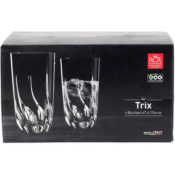 Set of 6 Trix Crystal Style Whisky Liquor Glasses