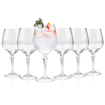 Set Of 6 Glamour Burgundy Gin Balloon Glass