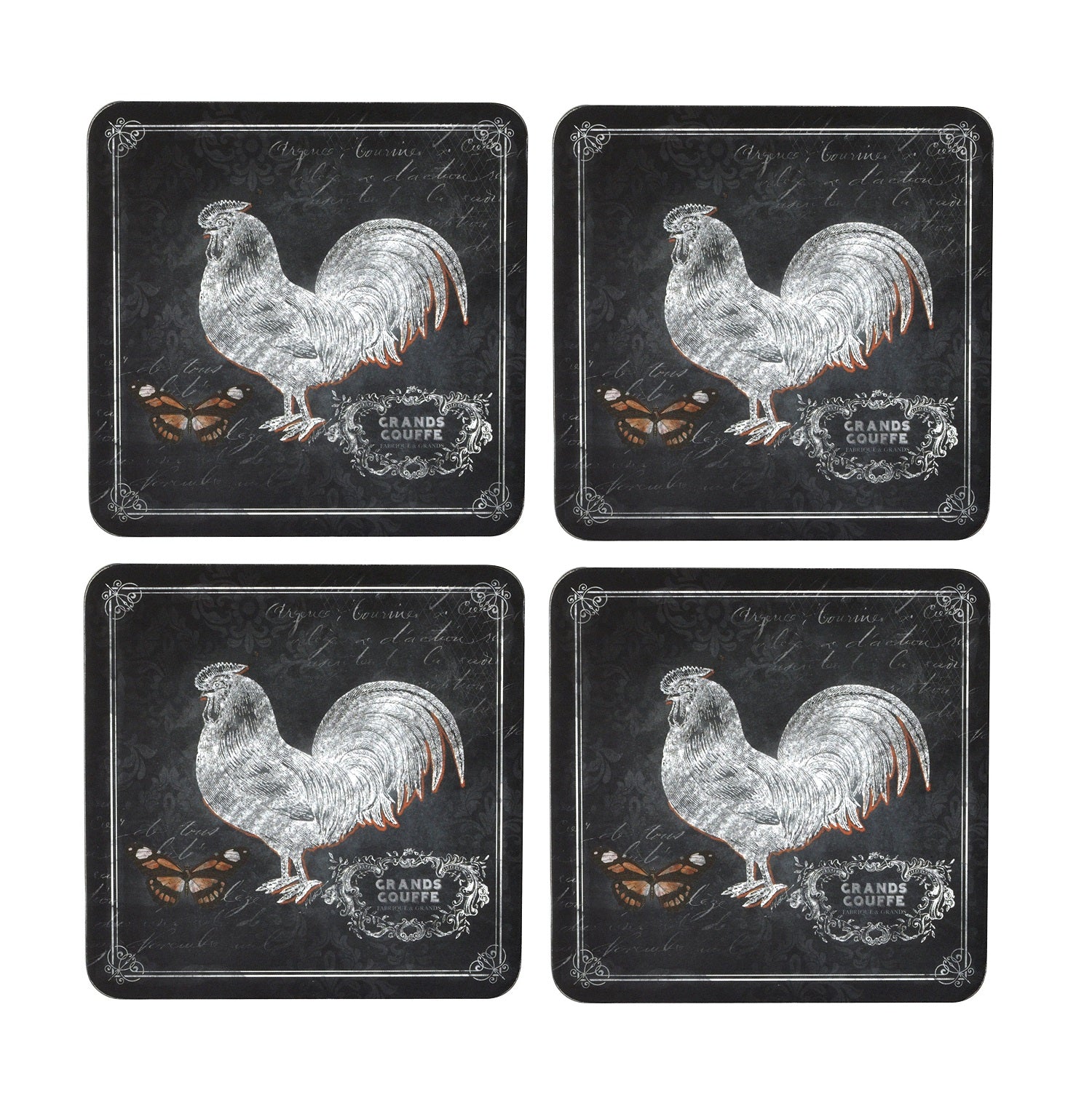 4 X Country Luxury Chalkboard Square Placemats 5mm