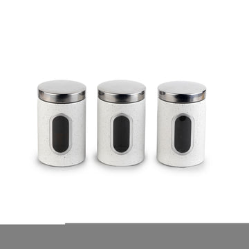Salter 3 Piece White Marble Collection Window Canister Set