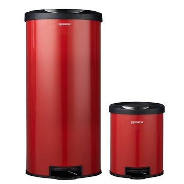 Progress Set Of 2 Red Round Pedal Bin