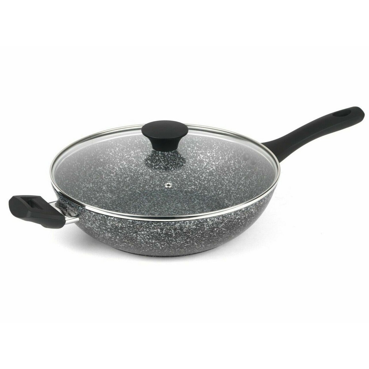 Salter 28cm Megastone Non Stick Aluminium Wok with Glass Lid