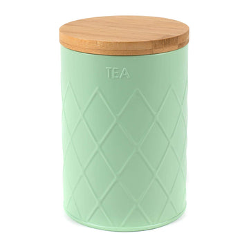 Salter Mint Green Tea Canister With Bamboo Lid