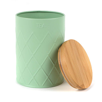 Salter Mint Green Tea Canister With Bamboo Lid