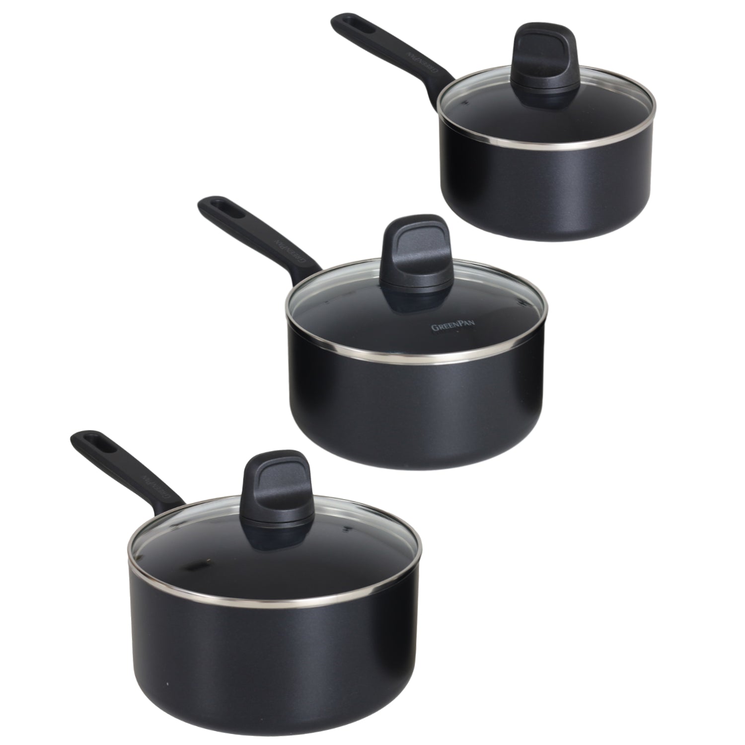 GreenPan Thermolon 3Pc Ceramic Non-Stick Sauce Pan Set