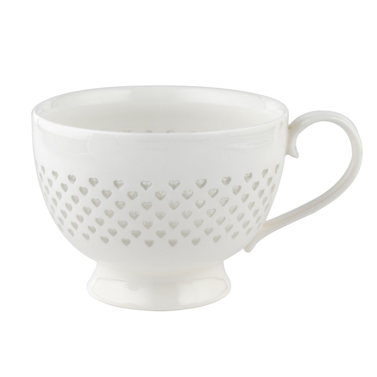 Lace Polka Hearts White Porcelain China Mug