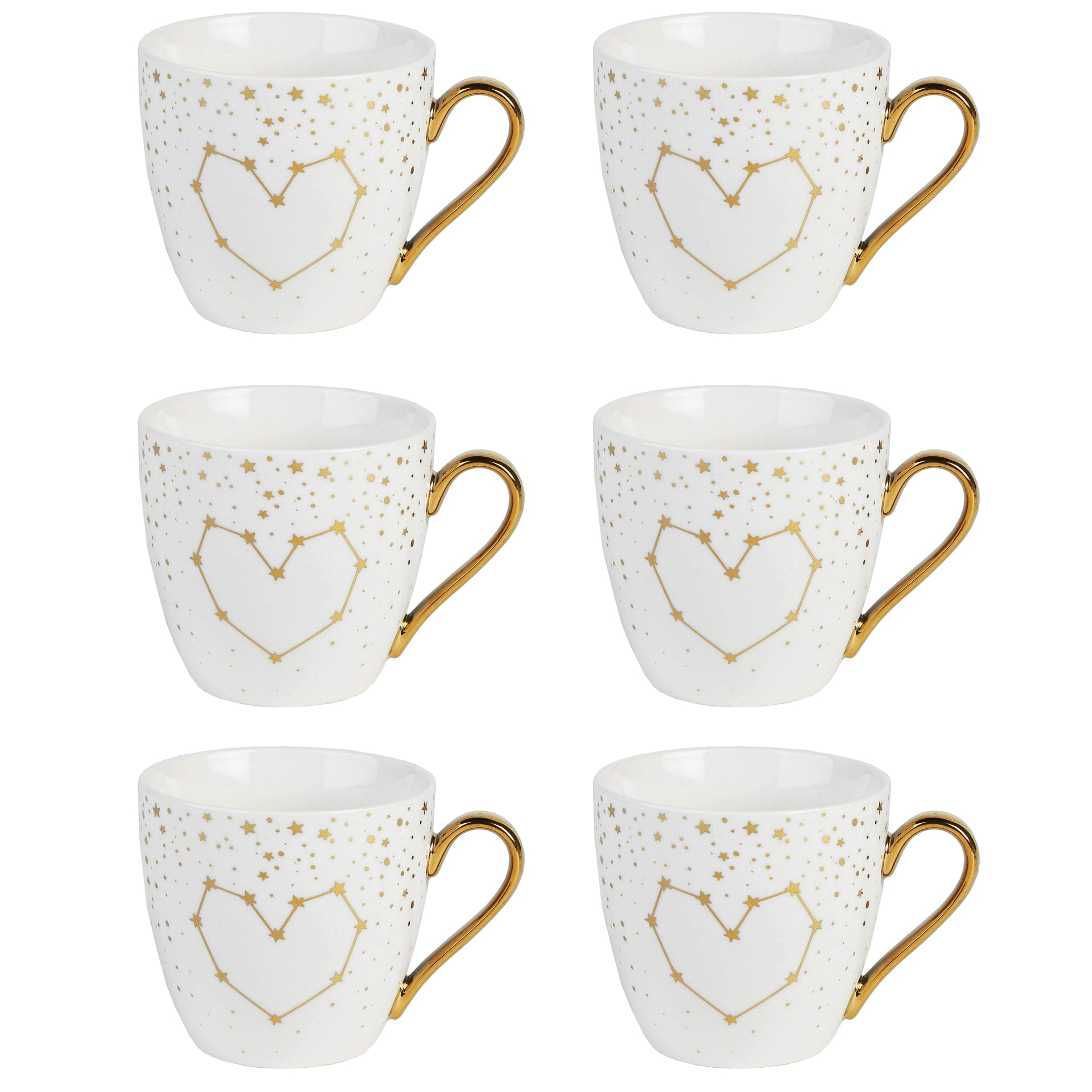 6PCS Kendal Gold Heart Mug