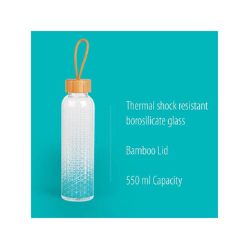 550ml Scope Glass Water Bottle with Bamboo Lid