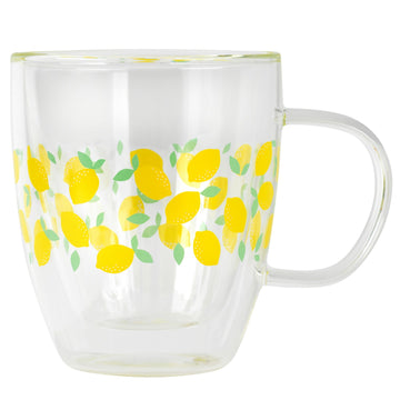 Cambridge 300ml Glass Ditsy Lemons Mug with Handle