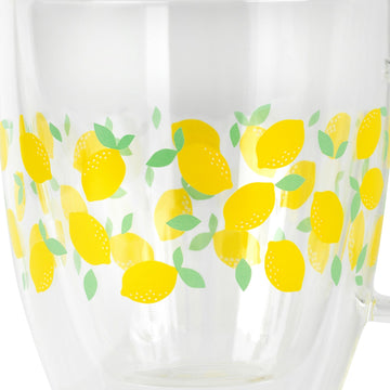 Cambridge 300ml Glass Ditsy Lemons Mug with Handle