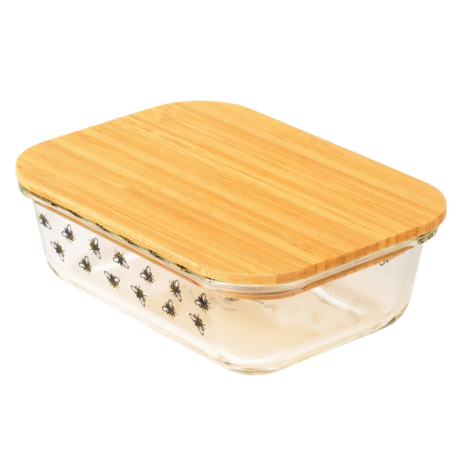 Cambridge Bees & Flowers Glass Lunch Box with Bamboo Lid