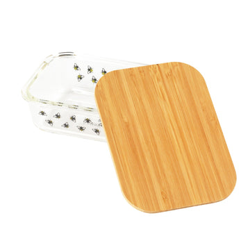 Cambridge Bees & Flowers Glass Lunch Box with Bamboo Lid