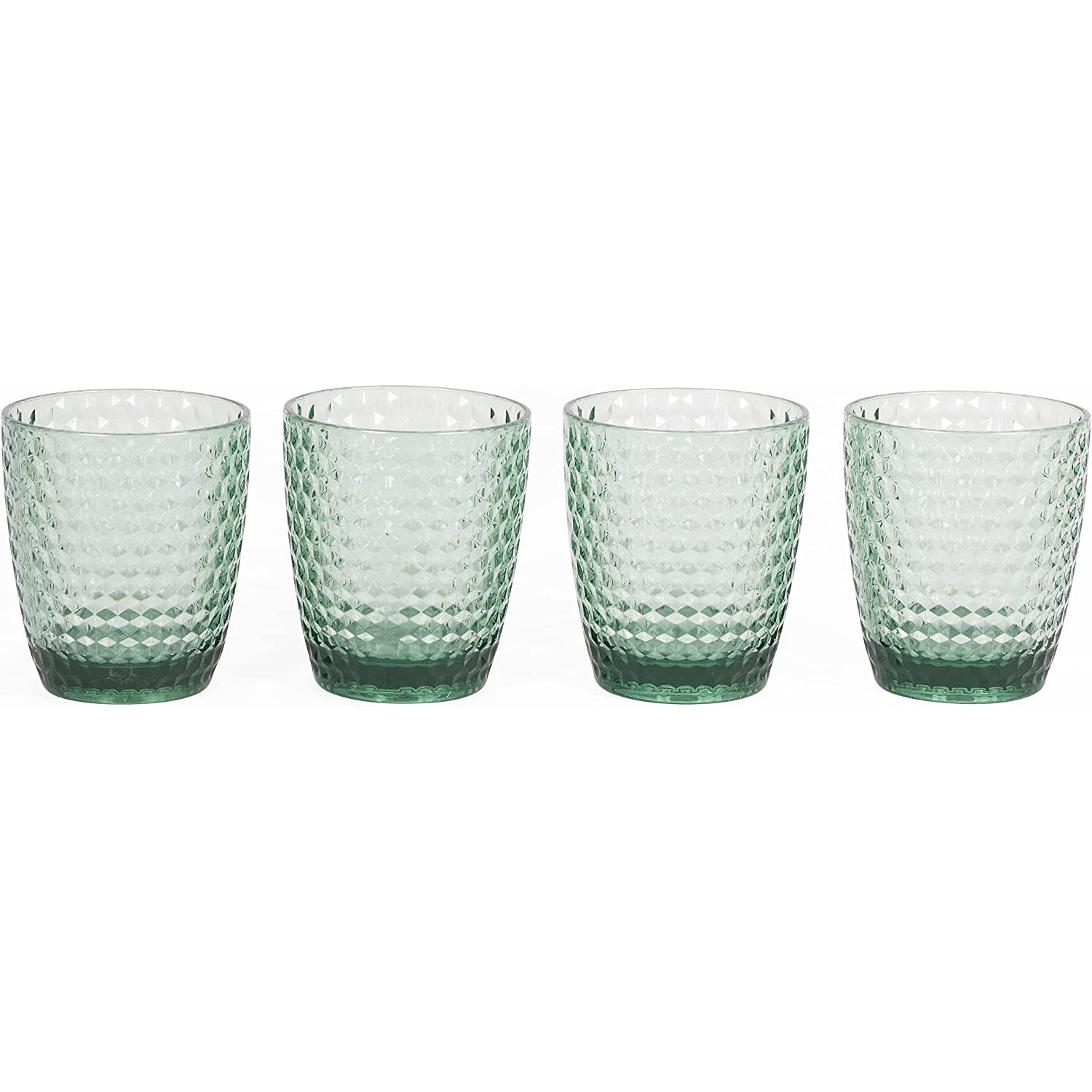 4 Green Tumblers Outdoor Picnic Re-Usable Plastic Set