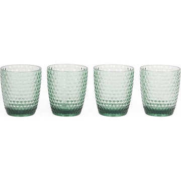 4 Green Tumblers Outdoor Picnic Re-Usable Plastic Set