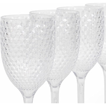 4 Clear Goblets Outdoor Picnic Re-Usable Plastic Set