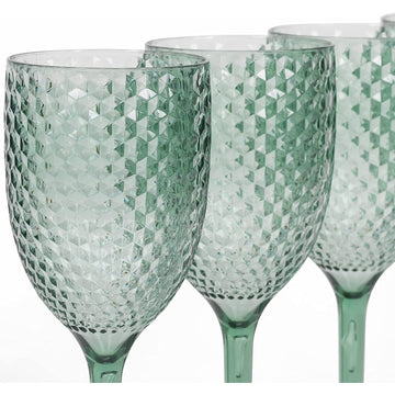 4 Green Goblets Outdoor Picnic Re-Usable Plastic Set