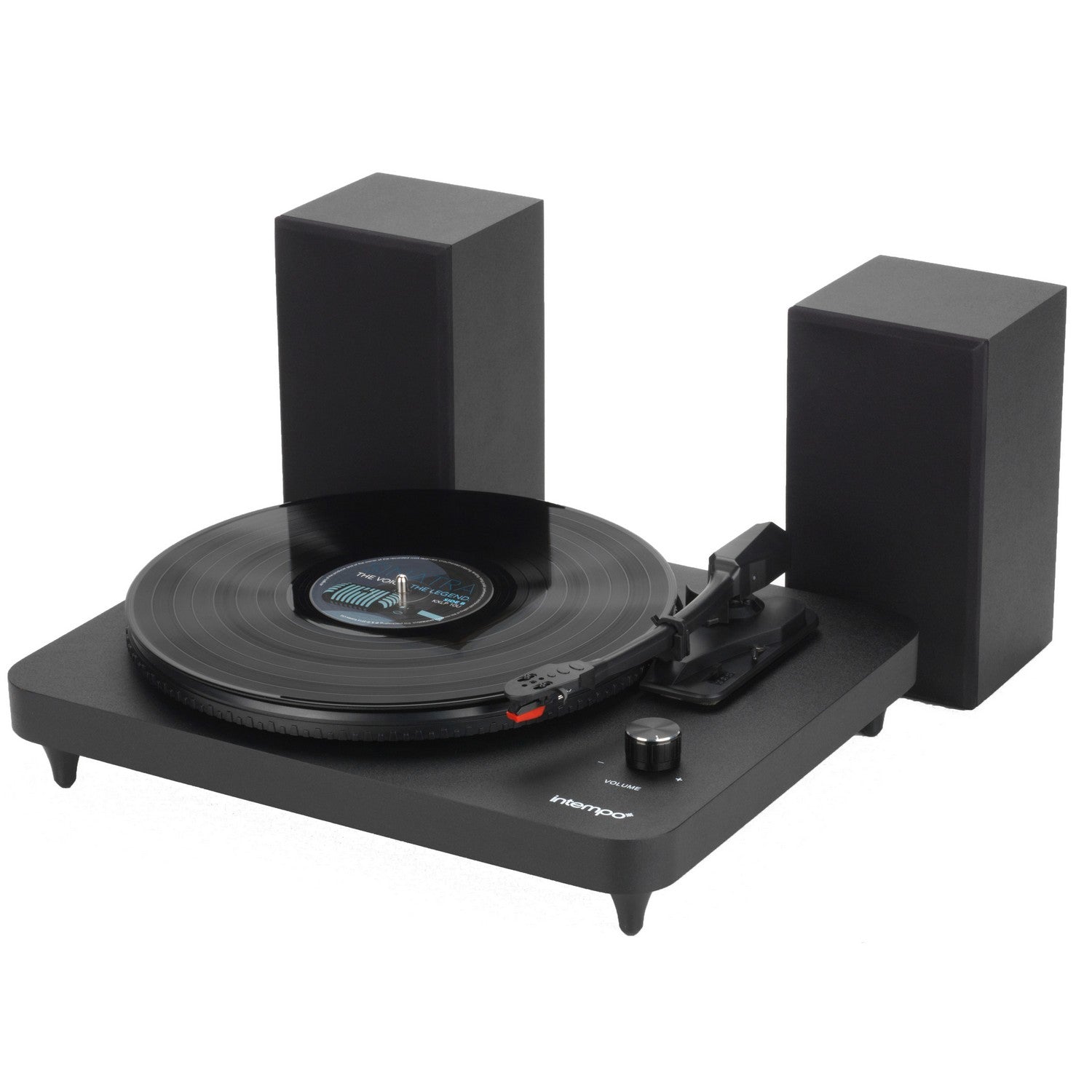 Black Portable Record Player with Stereo Speakers