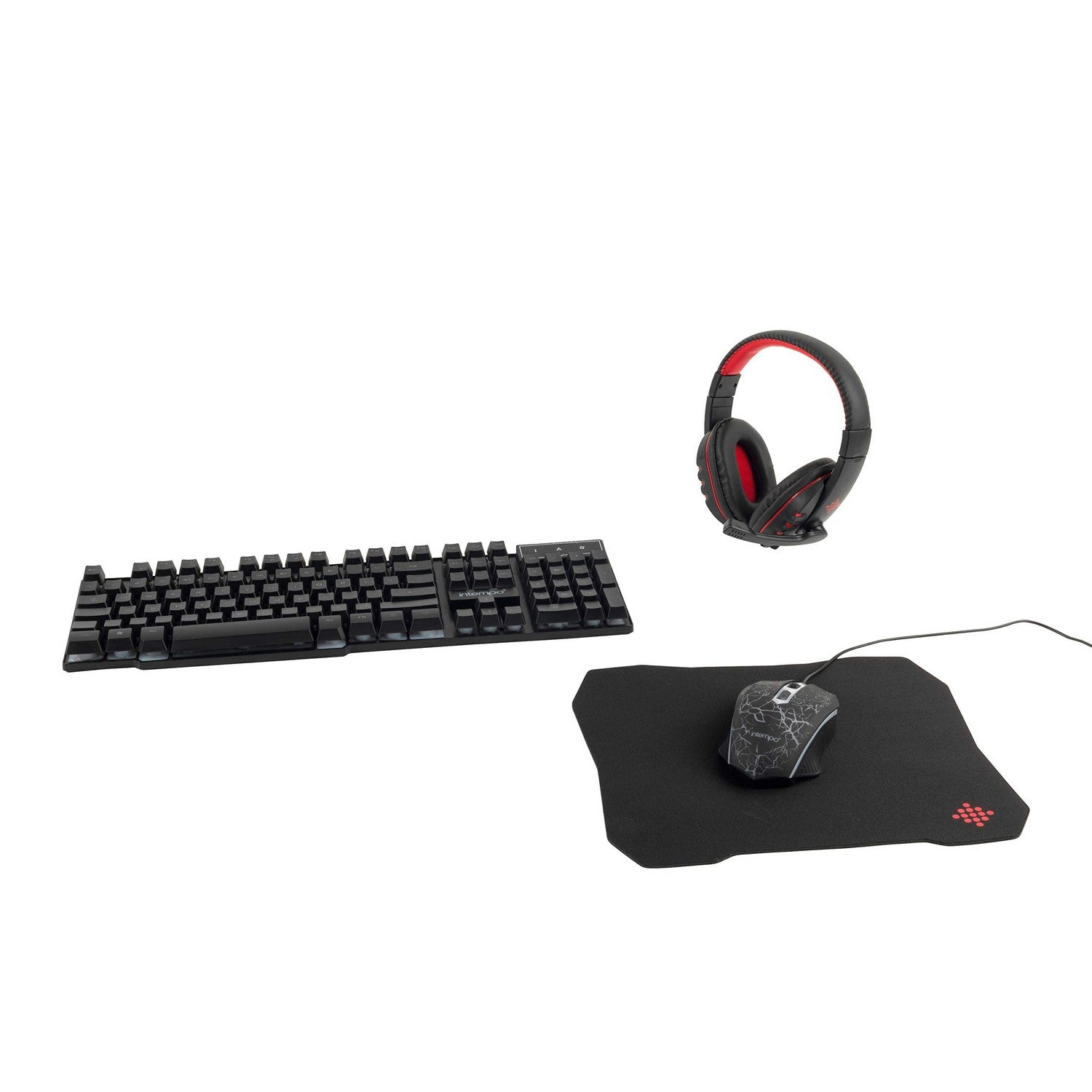 Set of 4 Gaming LED Mouse Surround Headphones Keyboard Mat Set