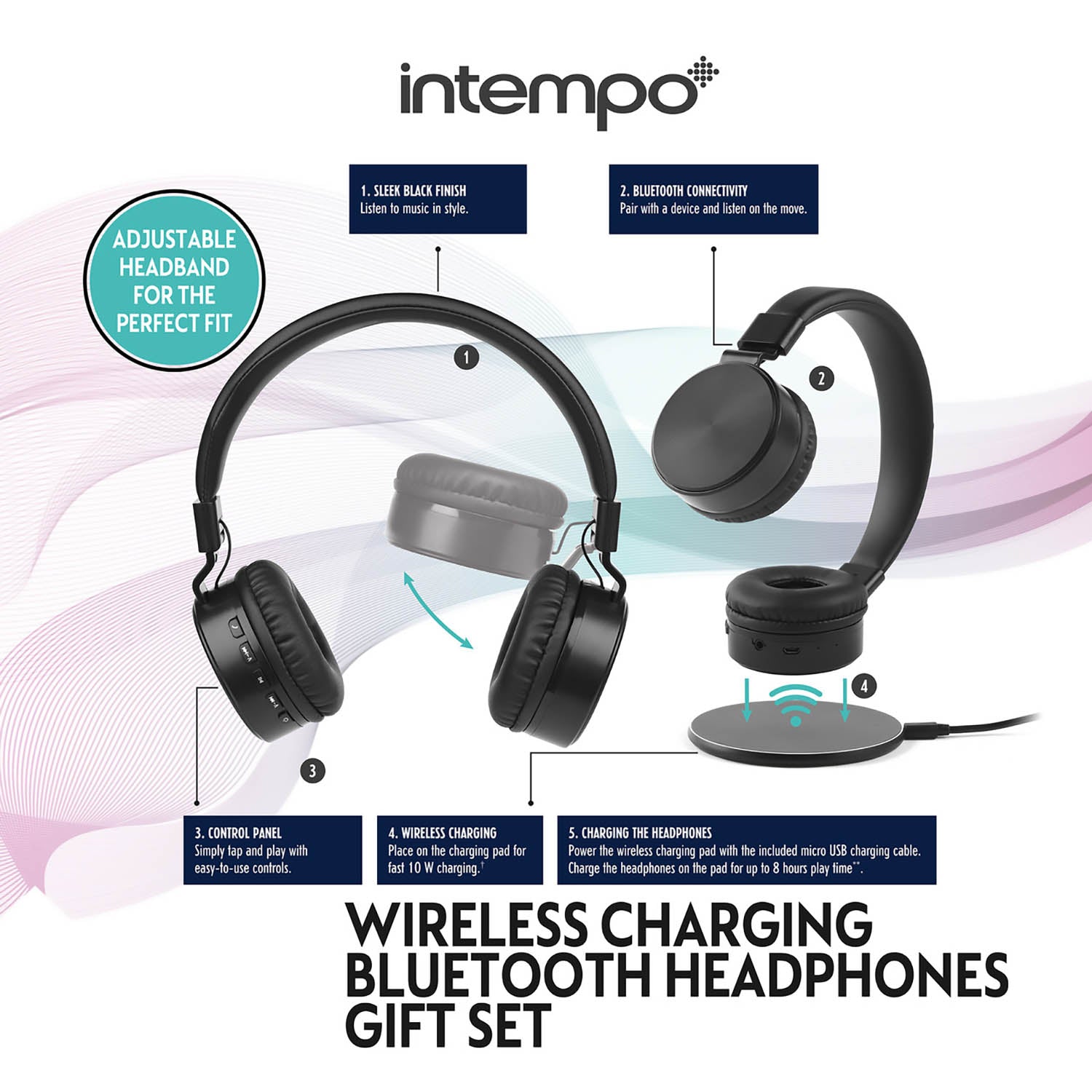 Intempo Wireless Charging Bluetooth Headphones