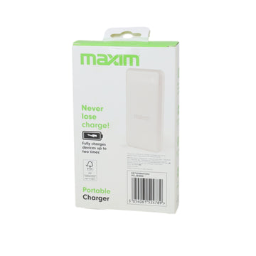 Maxim 10000mAh Portable Power Bank White
