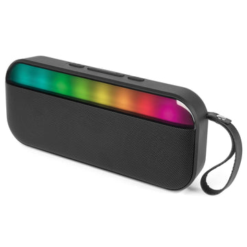 Bluetooth Travel Speaker 7 LED Lights 10W Portable USB-C Wireless Audio Black