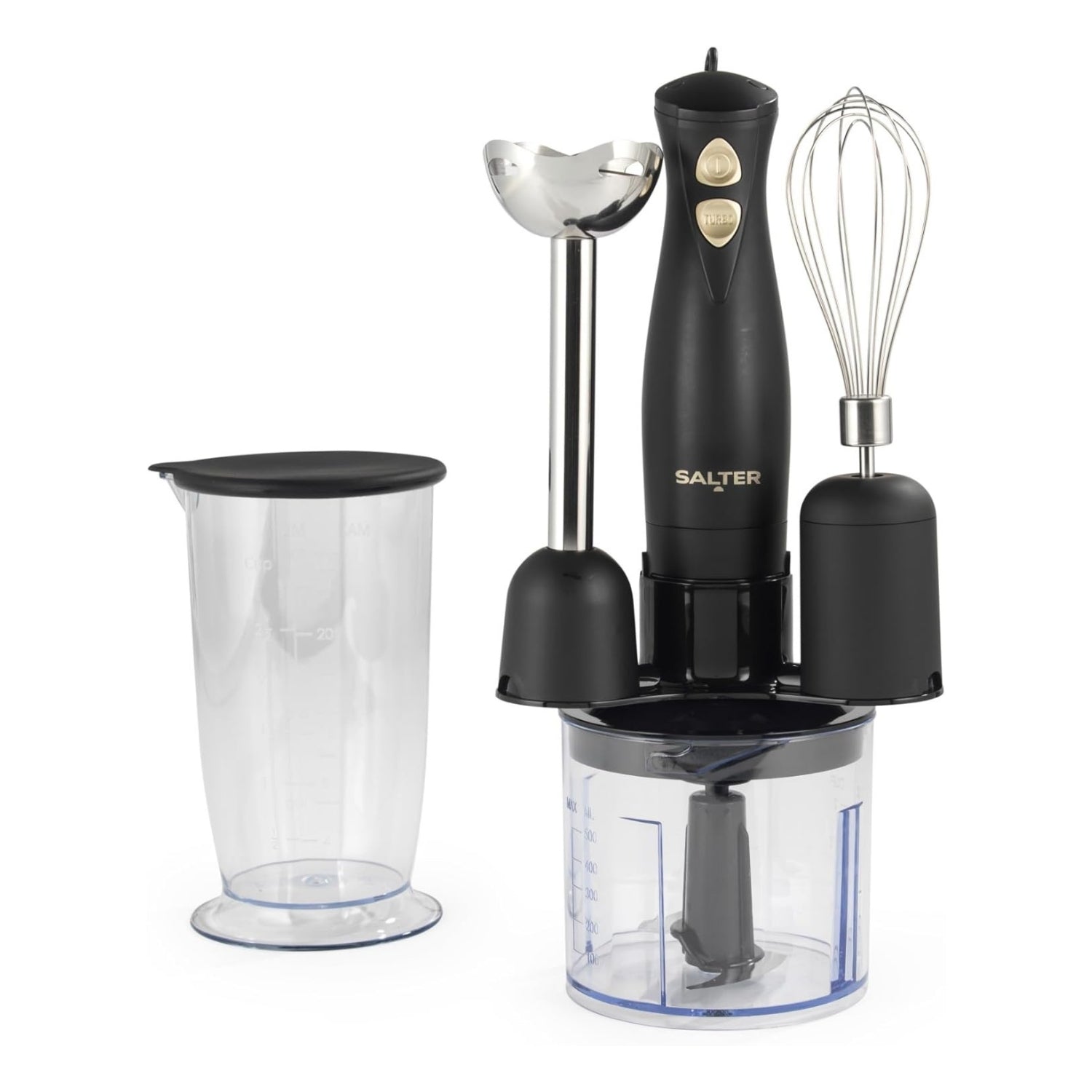 Salter Alchemy 3 in 1 Hand Blender Set 350W Chopper Whisk Chop Mix Beat Black