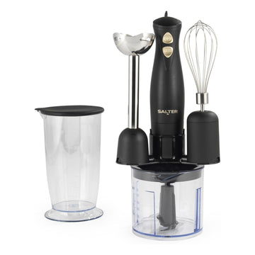Salter Alchemy 3 in 1 Hand Blender Set 350W Chopper Whisk Chop Mix Beat Black