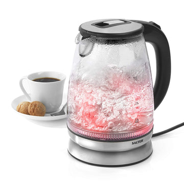Salter 2200w 1.7litre Glass Kettle With Colour Changing Led