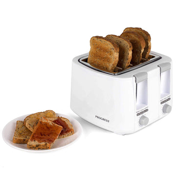 Progress Four Slice 750W White Toaster With Crumb Tray