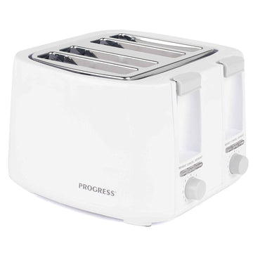 Progress Four Slice 1500W White Toaster With Crumb Tray