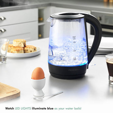 1.7 Litres Cordless Electric Glass Kettle With Blue LED
