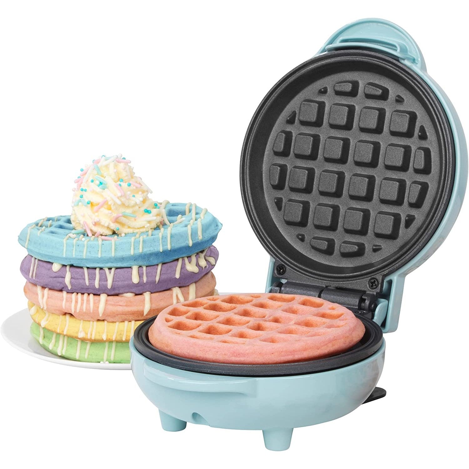 Giles & Posner 550W Sorbet Blue Non Stick Mini Waffle Maker