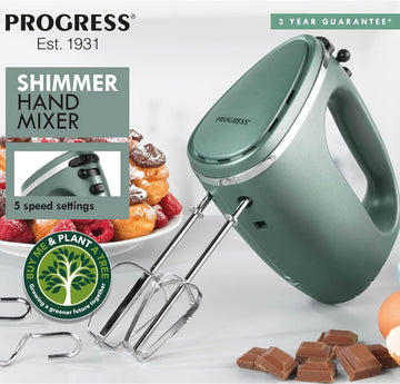 Progress 300W Shimmer Green Electric Handheld Mixer