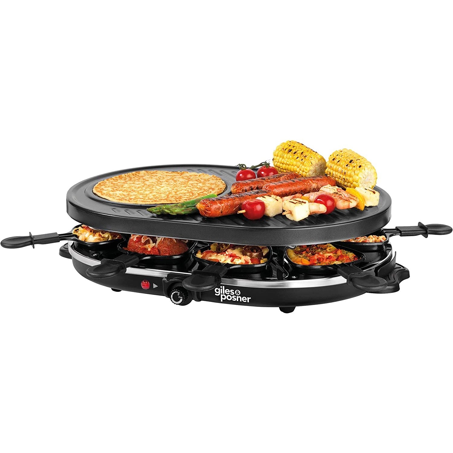 1200W Electric Indoor Raclette Grill and Crepe Maker