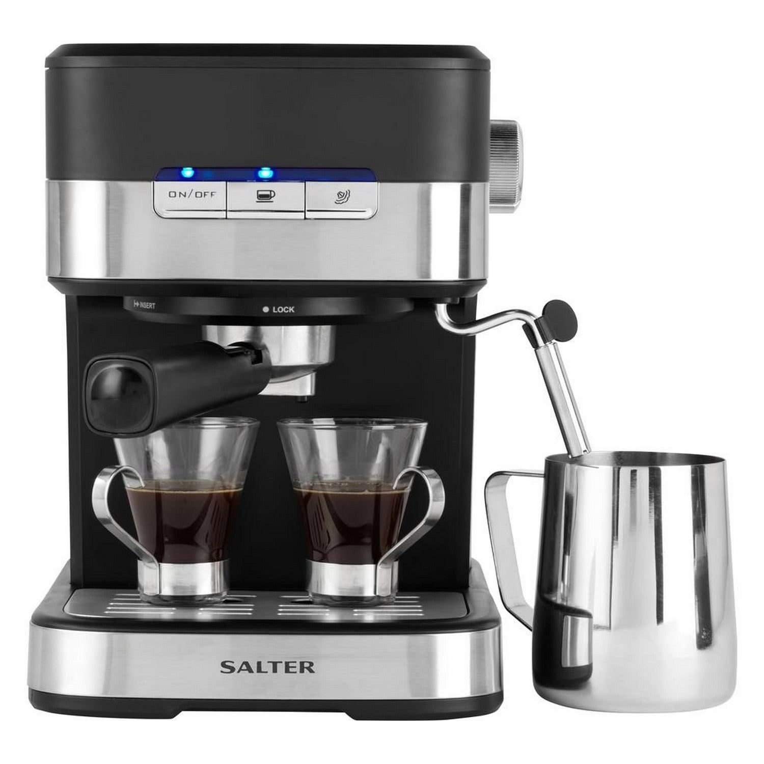 Salter Black 1.5L 15-Bar Pressure Pump Caffee Espresso Maker