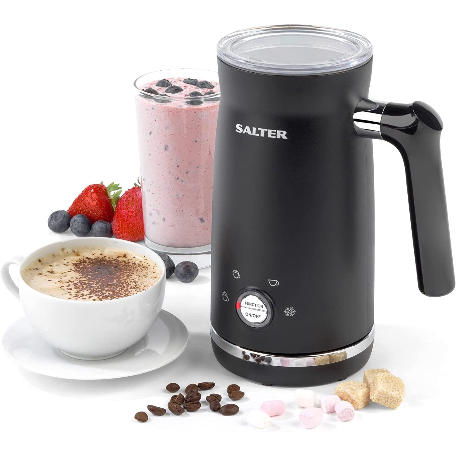 Salter Black Electric Milk Frother Steamer