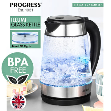 Progress 1.7L 2200W Swivel Base Glass Electric Kettle