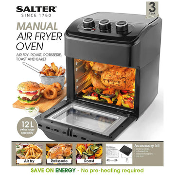 Salter 1800W Black Manual Air Fryer Mini Oven