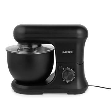 Salter Kuro Stand Mixer 5L Bowl 1200W Black Splash Guard Whisk Dough Hook Beater