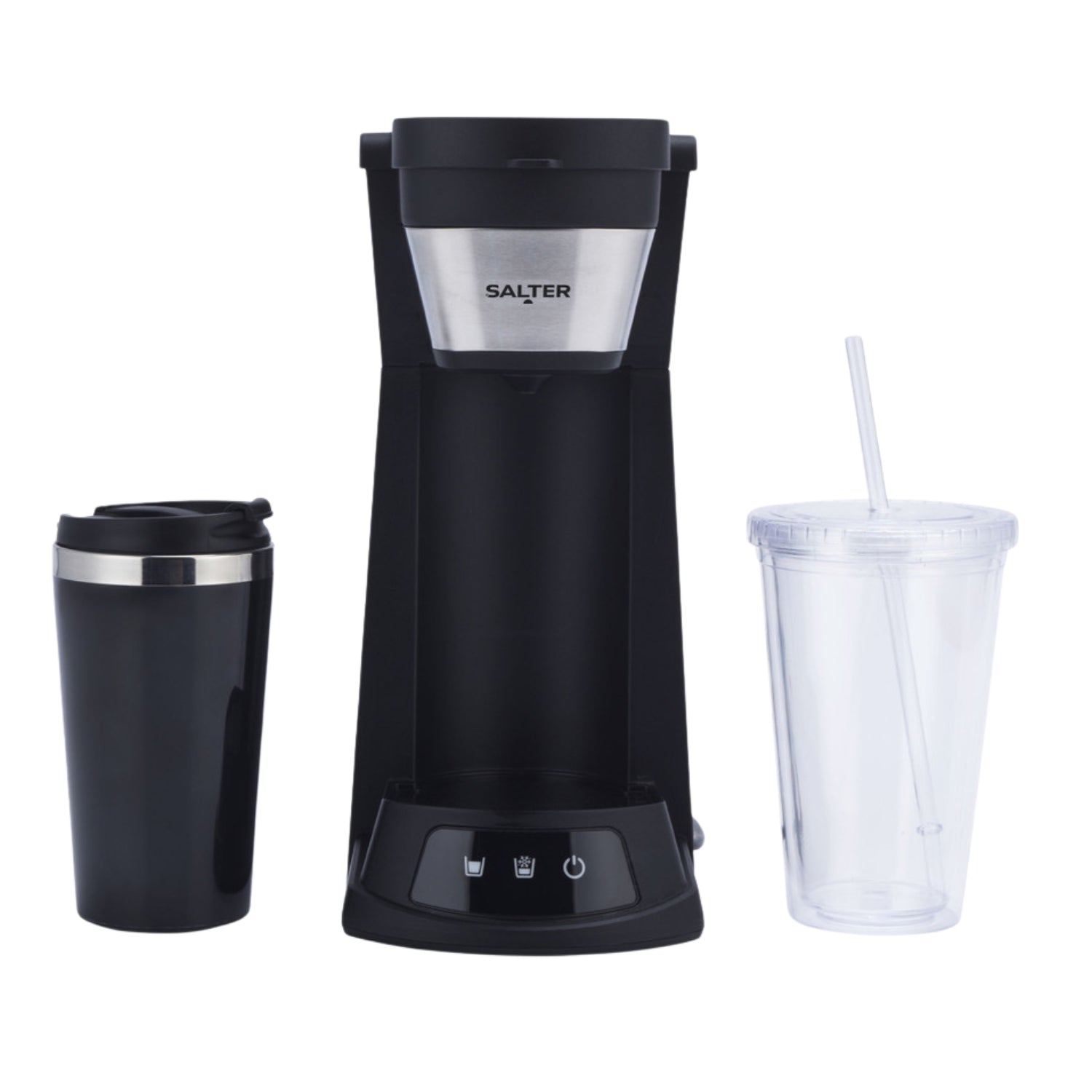 Salter 2-in-1 Iced Coffee Brewer Machine Set With Travel Mug Tumbler Straw