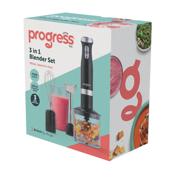 Progress 700W Stainless 3‑in‑1 Hand Blender Set