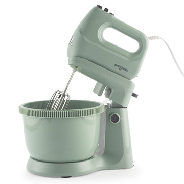 Progress Neutrals 300W 5-Speed 2‑in‑1 Stand & Hand Mixer Turbo Green