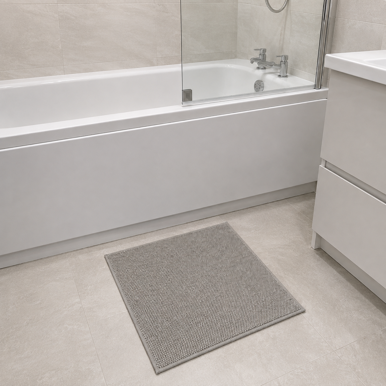 Beldray Beige Shower Mat 50x50cm Anti Mould Non Slip Quick Dry