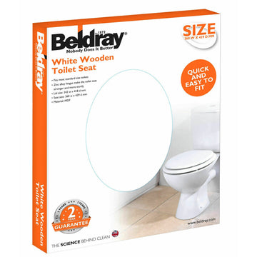 Beldray 18inch White Wooden Chrome Fittings Toilet Seat