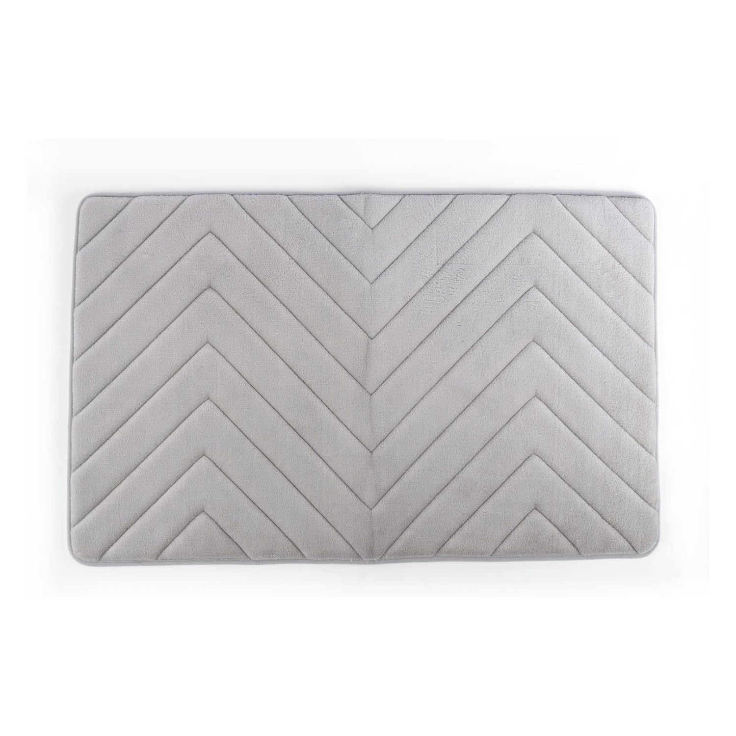 Beldray Antibac Memory Foam Bath Mat Grey Chevron 50x80cm